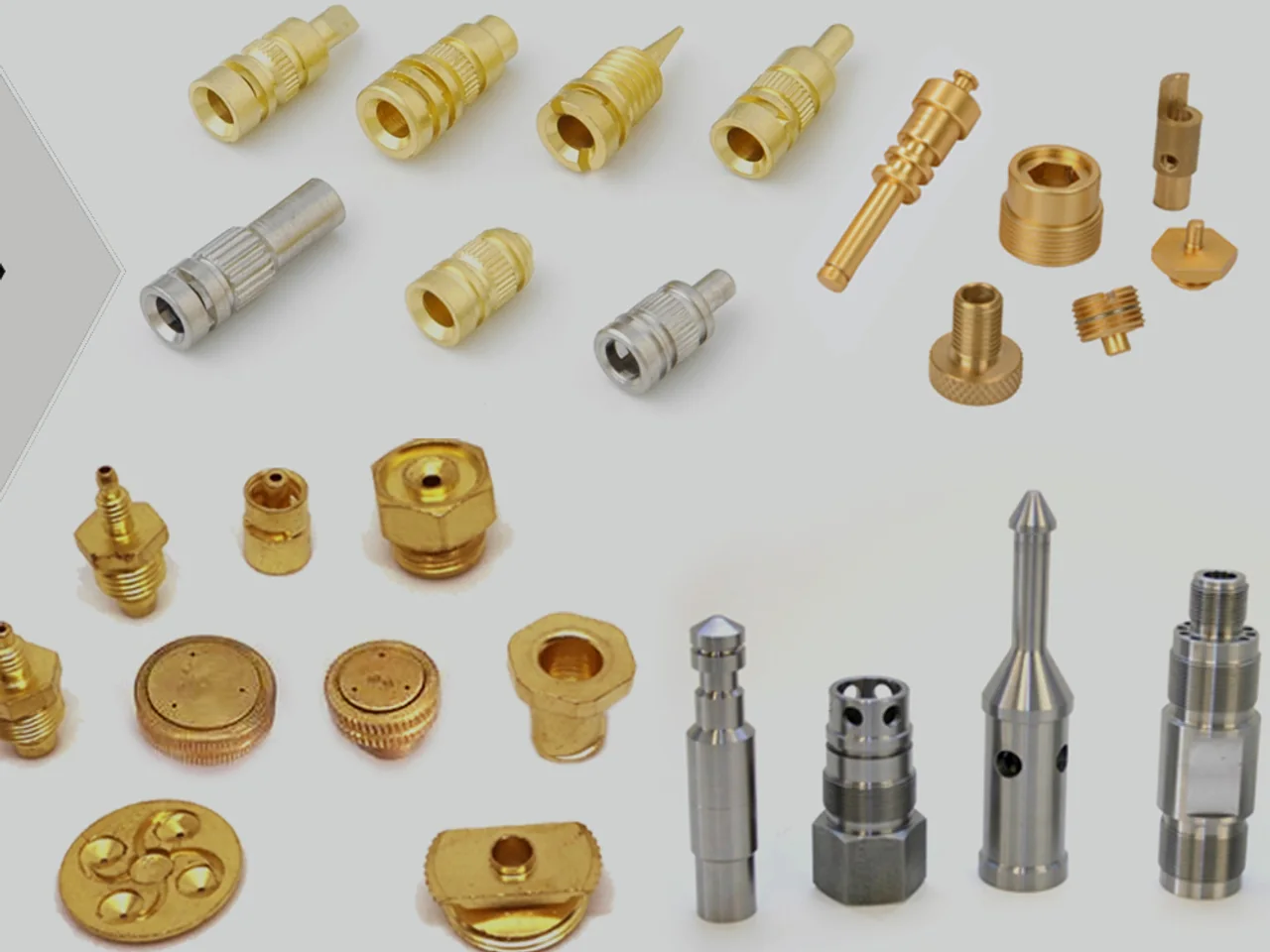 Assorted turned brass and stainless components