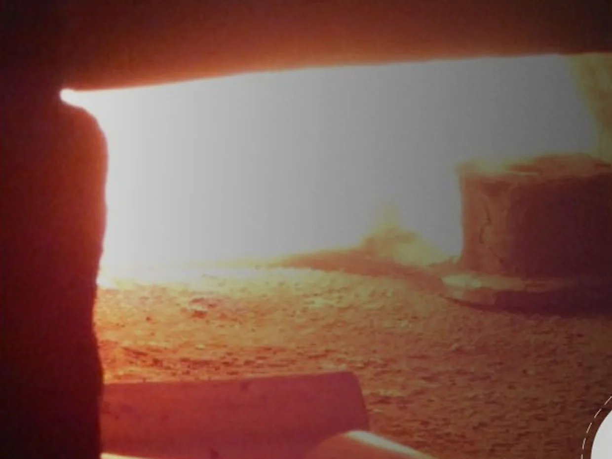 Brass billets glowing in the forging furnace
