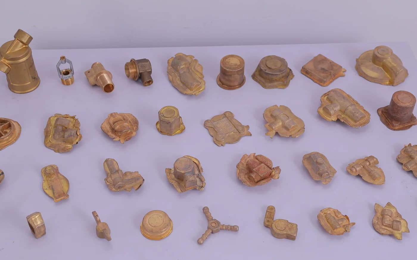 Hot-forged brass blanks — valve bodies, tees, flanges and caps before machining